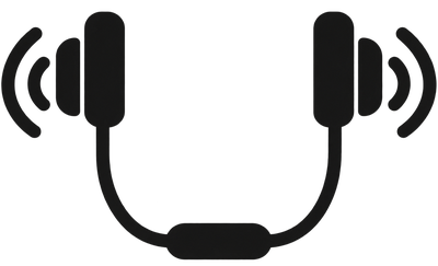 Icon of a headset with sound waves