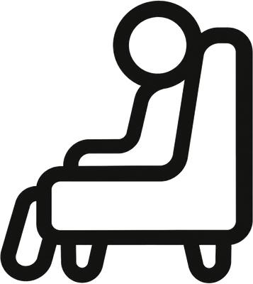Icon of a comfortable chair and a person seated cross-legged