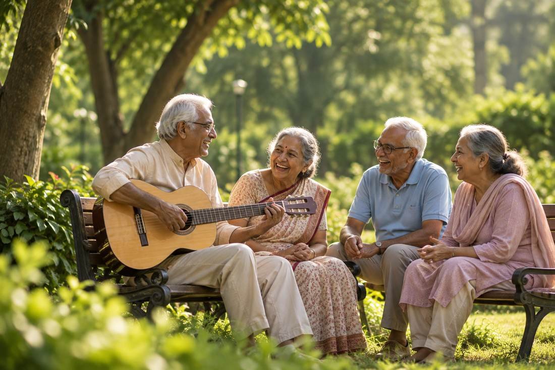 Seniors enjoying time together outdoors